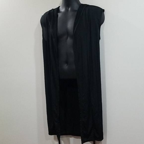 men's sexy black hooded bath robe in a size L - Picture 6 of 16